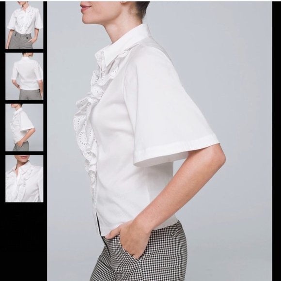 WHBM: Ruffle-Front Poplin Blouse - Picture 3 of 7